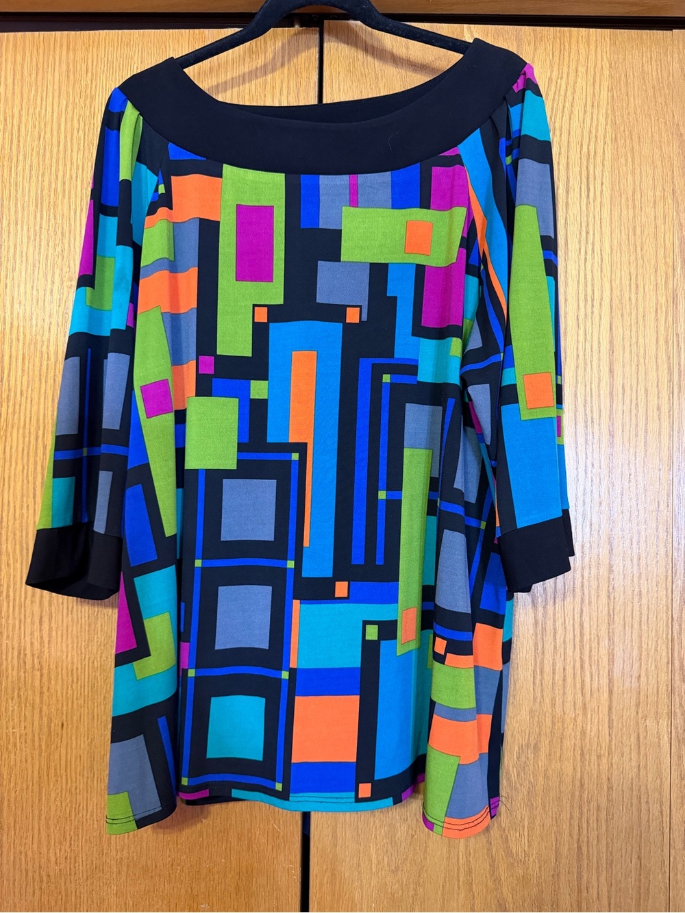 Annalee + Hope Black-Neck Multicolor Geometric Tunic